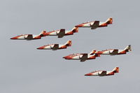 E25-87 @ LMML - Formation of Aguila Spanish Air Force Team over Malta - by Raymond Zammit
