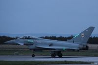 ZK329 @ EGQS - Pictured during an Exercise Joint Warrior 14-2 dusk departure from RAF Lossiemouth whilst coded FH of No.1 Sqn RAF. Apols for the poor light picture quality but it does show the reflective green panels to some effect. - by Clive Pattle