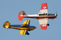 F-AZQZ @ LFRU - De Havilland DHC-1 Chipmunk T.10, display with Mudry CAP-10B, Morlaix-Ploujean airport (LFRU-MXN) air show 2014 - by Yves-Q