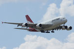 VH-OQL @ DFW - First scheduled A380 flight to DFW Ariport - by Zane Adams