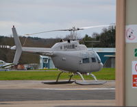 G-BKEW @ EGTF - Bell Jet Ranger III at Fairoaks. Ex D-HDAD. - by moxy