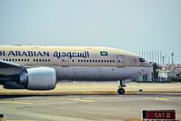HZ-AKK @ OEJN - Saudi Airlines Boeing 777-200 ER taking off from Jeddah Airport , - by Odai Ayyad
