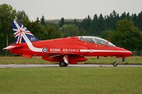 XX219 @ LFRN - Royal Air Force Red Arrows Hawker Siddeley Hawk T.1, Taxiing to holding point rwy 10, Rennes-St Jacques airport (LFRN-RNS) Air show 2014 - by Yves-Q