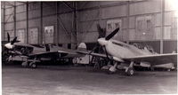 G-AIDN - Hampshire Aero Club Hangar, early 1960's. Photo shows the clubs Spitfire G-AIDN and a visiting Belgian registered Spitfire undergoing maintenance - by Doug Mussell