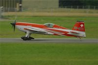 HB-MTR @ LFPB - Extra EA-330SC, Taxiing after landing, Paris-Le Bourget Air Show 2013 - by Yves-Q