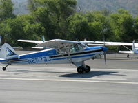 N2573J @ SZP - 1979 Piper PA-18-150 SUPER CUB, Lycoming O-320 150 HP, landing roll Rwy 22 - by Doug Robertson