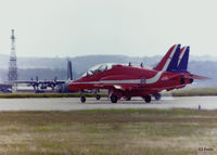 XX352 @ EGQL - Red Arrows dual take-off from RAF Leuchars during the airshow in 1996. XX352 is nearest the camera. - by Clive Pattle