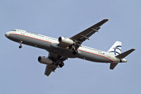 SX-DGA @ EGLL - SX-DGA   Airbus A321-231 [3878] (Aegean Airlines) Home~G 03/02/2011. On approach 27R. White nose cone. - by Ray Barber