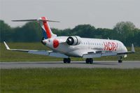 F-GRZO @ LFRB - Canadair Regional Jet CRJ-702, Reverse thrust landing Rwy 07R, Brest-Bretagne Airport (LFRB-BES) - by Yves-Q