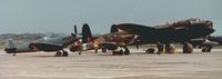 PZ865 @ EGOV - The RAF's BBMF Hurricane coded DT-A with the BBMF's Spitfire PM631 and Lancaster PA474. - by Roger Winser