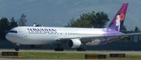 N592HA @ KSJC - A 2003 Hawaiian Airlines Boeing 767-300 with winglets departing to Honolulu. - by Chris L.
