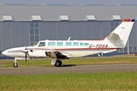 G-TDSA @ EGFF - Visiting Caravan II, Farnborough based, callsign Landmark 31, seen shortly after landing on runway 12. - by Derek Flewin