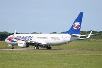 OK-TVT @ LFRB - Boeing 737-86N, Take off rwy 25L, Brest-Bretagne airport (LFRB-BES) - by Yves-Q