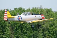 F-AZMP @ LFFQ - North American T-6G Texan, Take off, La Ferte-Alais Airfield (LFFQ) Air show 2012 - by Yves-Q