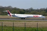 F-HMLI @ LFRB - Bombardier CRJ-1000, Reverse thrust landing rwy 07R, Brest-Bretagne airport (LFRB-BES) - by Yves-Q
