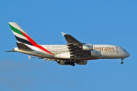 A6-EDF @ EGLL - A6-EDF   Airbus A380-861 [007] (Emirates Airlines) Home~G 17/07/2014. On approach 27L. - by Ray Barber