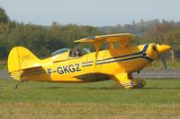 F-GKGZ @ LFRU - Pitts S-2A Special, Taxiing to parking area, Morlaix-Ploujean airport (LFRU-MXN) air show in september 2014 - by Yves-Q