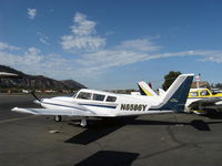 N8586Y @ SZP - 1968 Piper PA-30 TWIN COMANCHE, two Lycoming O-320 160 Hp each, early versions had just 4 seats, this has six with extra side window. 198 mph cruise. - by Doug Robertson