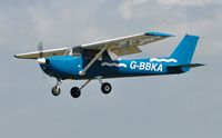 G-BBKA @ EGFH - Resident Reims/Cessna F150L operated by Cambrian Flying Club finals to land Runway 28. - by Roger Winser