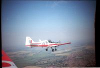 XX611 - On a flight from Glasgow to Cornwall during the summer of 1990.  This was one of 4 bulldog we had during my time at UGSAS.  XX 611 had the yellow 'Dove Kebab' on the tail. - by Andrew Adams