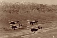 UNKNOWN - Army Air Corps Curtiss B2 Condors flying in Death Valley,Calif. in an unknown year, but the B2 was made from 1929-30 and ended service with the military in 1934.Must have been a nice ride in that rear B2 from wake turbulence. - by S B J