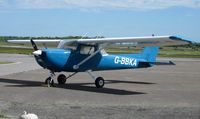 G-BBKA @ EGFH - Resident Reims assembled Cessna F150L operated by Cambrian Flying Club. - by Roger Winser