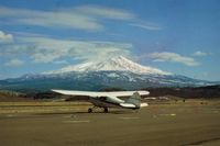 N4385E @ O46 - 85E at Weed airport in Northern California with towering Mt Shasta(14,163 feet) in the distance. With Weed being 2,163 feet,you are looking at a 11,220 foot rather large Hill !! - by S B J