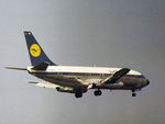 D-ABFE @ LHR - Boeing 737-230C of Lufthansa on final approach to Heathrow in the Summer of 1975. - by Peter Nicholson