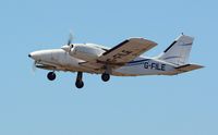 G-FILE @ EGFH - Visiting Piper Seneca II departing Runway 22. - by Roger Winser