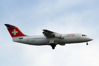 HB-IYR @ EGLL - BAe 146-RJ100 [E3382] (Swiss European Air Lines) Home~G 04/07/2015. On approach 27L. - by Ray Barber