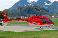 HB-XLA @ LSGT - Agusta-Bell 206B-3 Jet Ranger III [8616] (Heliswiss AG) Gruyeres~HB 11/04/2009 - by Ray Barber