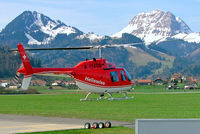 HB-XLA @ LSGT - Agusta-Bell 206B-3 Jet Ranger III [8616] (Heliswiss AG) Gruyeres~HB 11/04/2009 - by Ray Barber