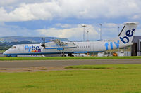 G-FLBA @ EGFF - Dash 8, Flybe, previously C-FVVB, callsign Jersey 3JV, seen shortly after landing on runway 30, out of Belfast City.