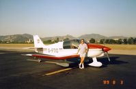 G-FTIO @ LFMD - Me at Cannes Mandilieu with this lovely aircraft. I flew my first solo in her on 3rd August 1989. - by Hazel Smith