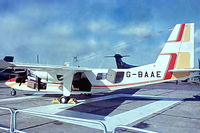 G-BAAE @ EGLF - Britten-Norman BN-2A-8 Islander [0308] (Britten-Norman) Farnborough~G 10/09/1972. From a slide. - by Ray Barber