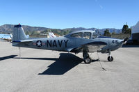 N91666 @ KWHP - 1946 North American Navion painted as Navy 415 with USS Badeoing Strait (CVE-116) titles @ Whiteman Airport, Pacoima, CA. Wonder if owner served on this Jeep carrier? - by Steve Nation