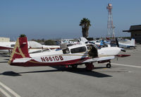 N961DB @ KSQL - 2007 Mooney M20TN from Lake Tahoe, CA parked on visitor's ramp @ San Carlos Airport, CA - by Steve Nation