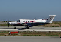 N207NX @ KSQL - 2013 Pilatus PC-12/47E rolling on takeoff for KPDX/Portland International Airport, OR @ San Carlos Airport, CA - by Steve Nation