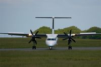 G-ECOJ @ LFRB - De Havilland Canada DHC-8-402Q Dash 8, U-turn rwy 25L, Brest-Bretagne airport (LFRB-BES) - by Yves-Q