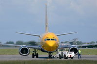 F-GFUF @ LFRB - Boeing 737-3B3QC, Push back, Brest-Bretagne airport (LFRB-BES) - by Yves-Q