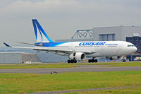F-HCAT @ EGFF - A330-243, Paris Orly based, call sign Corsair 20, previously F_WWKB, landing on runway 12, out of Paris Orly.