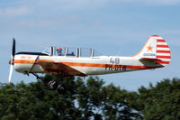 PH-DTW @ EHSE - Yak-52 of the Dutch Thunder Yaks taking off from Breda airport (Seppe), the Netherlands - by Van Propeller