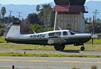 N9148W @ KRHV - Once local 1991 Mooney M20M rolling down 31R after landing at Reid Hillview Airport, San Jose, CA. - by Chris Leipelt