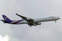 HS-TNB @ EGLL - Airbus A340-642 [681] (Thai Airways) Home~G 10/07/2012. On approach 27L. - by Ray Barber