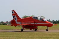 XX219 @ LFOT - Royal Air Force Red Arrows Hawker Siddeley Hawk T.1A, Taxiing to parking area, Tours-St Symphorien Air Base 705 (LFOT-TUF) Open day 2015 - by Yves-Q