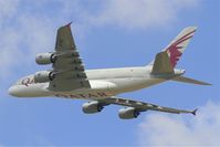 A7-APC @ LFPG - Airbus A380-861, Take off Rwy 27L, Roissy Charles De Gaulle Airport (LFPG-CDG) - by Yves-Q
