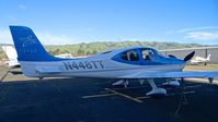 N448TT @ KRHV - Locally-based 2008 Cirrus SR22 G3 parked at a temporary tie down to make room for the Super Bowl 50 transient aircraft at Reid Hillview Airport, San Jose, CA. - by Chris Leipelt