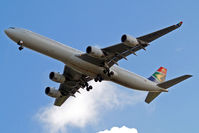 ZS-SNF @ EGLL - Airbus A340-642 [547] (South African Airways) Home~G 09/05/2011. On approach 27R. - by Ray Barber