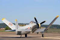 F-AZFN @ LFSX - Douglas AD-4N Skyraider, Taxiing to holding point rwy 29, Luxeuil-St Sauveur Air Base 116 (LFSX) Open day 2015 - by Yves-Q