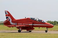 XX322 @ LFOT - Royal Air Force Red Arrows Hawker Siddeley Hawk T.1, Taxiing to parking area, Tours - St Symphorien Air Base 705 (LFOT-TUF) Open day 2015 - by Yves-Q